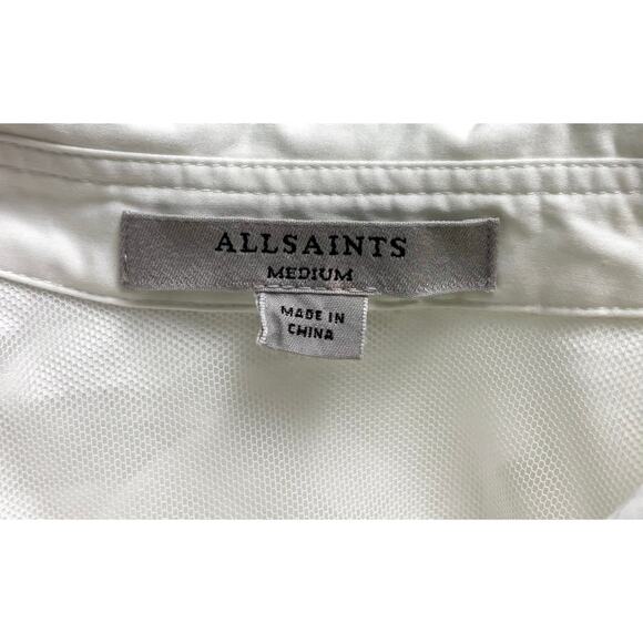 ALLSAINTS Iris Lace Cotton Blend Button Up White Shirt Dress Size M - Picture 10 of 12